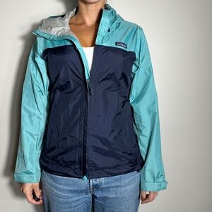 Patagonia Blue Colorblock Rain Jacket Size Small